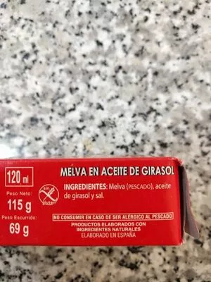 Lista de ingredientes del producto Melva en Aceite de Girasol rey andalus 115 g