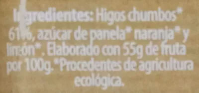 Lista de ingredientes del producto Confitura de higos chumbos ecológicos de Mallorca Agromallorca 240g