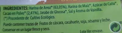 Lista de ingredientes del producto Choco Arroz BIO ( Cereales sin gluten) Sol Natural 