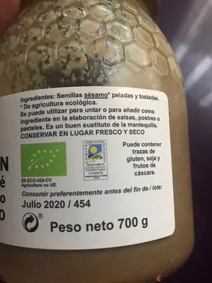 Lista de ingredientes del producto Sesamo tahín Nutrieco 700 g