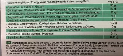 Lista de ingredientes del producto Margarine  