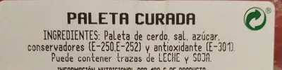 Lista de ingredientes del producto Paleta curada Juan Luna 120 g