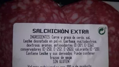 Lista de ingredientes del producto Salchichón Extra Curado Juan Luna 