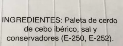 Lista de ingredientes del producto Jambon iberique  