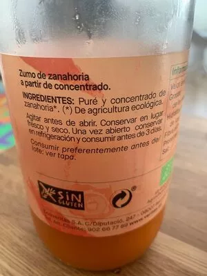 Lista de ingredientes del producto Zumo de Zanahoria Veritas 1 L