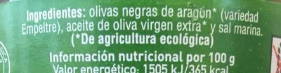 Lista de ingredientes del producto Olivada  negra Veritas 