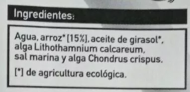 Lista de ingredientes del producto BEBIDA DE ARROZ + calcio Veritas 