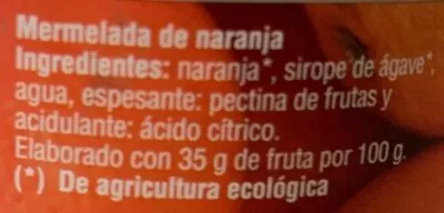 Lista de ingredientes del producto Mermelada de naranja Veritas 330 g