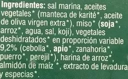 Lista de ingredientes del producto Caldo de verduras Veritas 66 g (11 g x 6 pastillas)