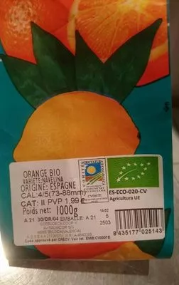 Lista de ingredientes del producto Orange bio  