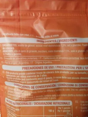 Lista de ingredientes del producto Cachuete Auchan 150 g