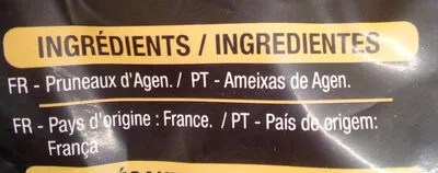 Lista de ingredientes del producto Pruneaux d'Agen dénoyautés Auchan 250 g