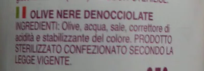 Lista de ingredientes del producto olive nere denocciolate plasoliva 350 g