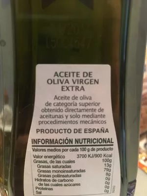 Lista de ingredientes del producto Aceite de oliva virgen extra Dcoop 