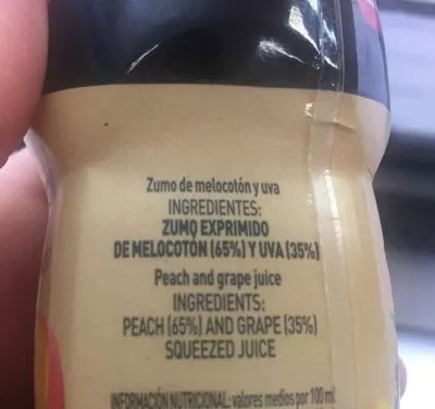 Lista de ingredientes del producto Melocoton uva Zumosol 