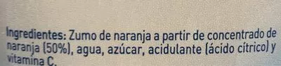 Lista de ingredientes del producto Nectar de naranja Zumosol 