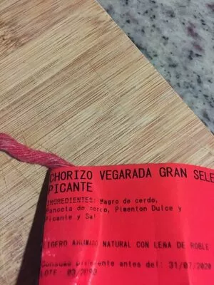 Lista de ingredientes del producto Chorizo picante Vegarada 