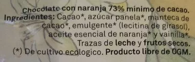 Lista de ingredientes del producto Chocolate negro con naranja.  