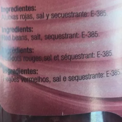 Lista de ingredientes del producto Alubias Rojas Diamir 