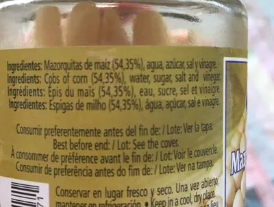 Lista de ingredientes del producto Mazorquitas  