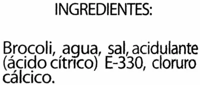 Lista de ingredientes del producto Brocoli primera Benimar 660 g (neto), 360 g (escurrido), 720 ml