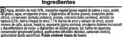 Lista de ingredientes del producto Pan de molde sin gluten Auchan 480 g