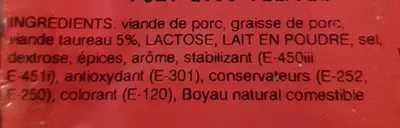 Lista de ingredientes del producto Saucisson taureau J.vila 