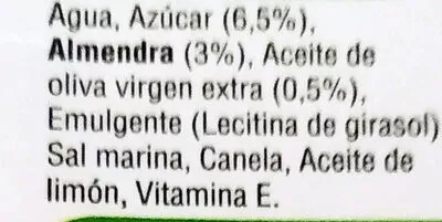 Lista de ingredientes del producto Bebida de almendra natural Vit-almen 