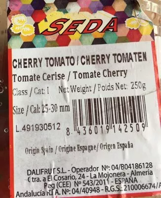 Lista de ingredientes del producto Cherry tomato Seda 