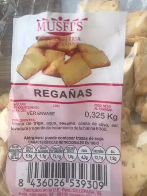 Lista de ingredientes del producto Regañas  