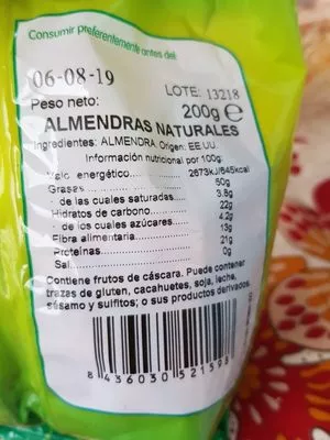 Lista de ingredientes del producto Frutos secos : Almendras  