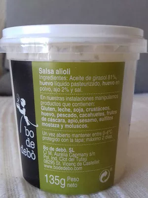 Lista de ingredientes del producto All i Oli bo de debò 135 g