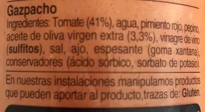 Lista de ingredientes del producto Gaspatxo bo de debo 