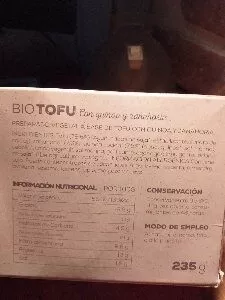 Lista de ingredientes del producto Bio Tofu con quinoa i zanahoria Ahimsa 