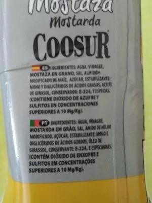 Lista de ingredientes del producto Mostaza Coosur 