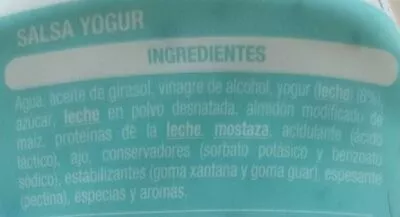 Lista de ingredientes del producto Salsa Yogur Auchan 