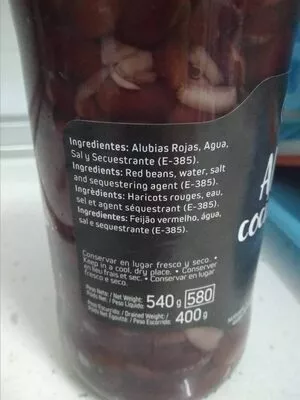 Lista de ingredientes del producto Alubias cocidas rojas Montey 