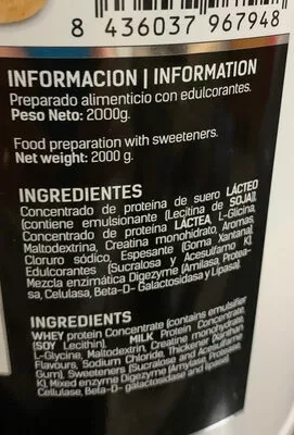 Lista de ingredientes del producto Power protein WD nutrition 2kg