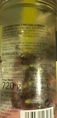 Lista de ingredientes del producto Aceituna tejana  