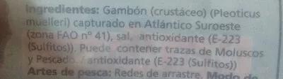 Lista de ingredientes del producto Cola de Gambón MarNatura 200 g