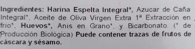 Lista de ingredientes del producto Romanicas de Espelta Integral Biopanadería 200 g
