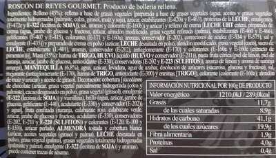 Lista de ingredientes del producto Roscón de reyes Gourmet  600 g