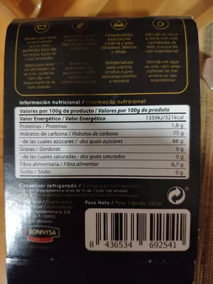 Lista de ingredientes del producto Dátiles Medjoul con hueso Bonnysa 220 g