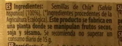 Lista de ingredientes del producto Semillas de chía NaturGreen 250 g