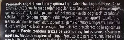 Lista de ingredientes del producto Salchicha Vegetal Tofu y Quinoa NaturGreen 200 g