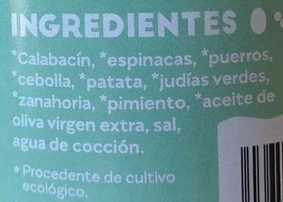 Lista de ingredientes del producto Crema de verduras y hortalizas  