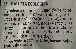 Lista de ingredientes del producto Galletas de la mañana  750 g