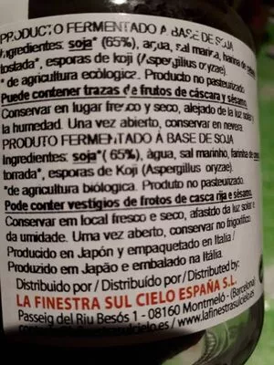 Lista de ingredientes del producto Hatcho Miso La finestra sul Cielo 