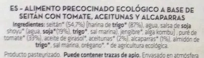 Lista de ingredientes del producto Seitán con tomate y aceitunas Vivibio 200 g