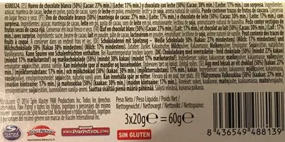 Lista de ingredientes del producto Paw patrol oeuf chocolat Dolci Preziosi 60 g e